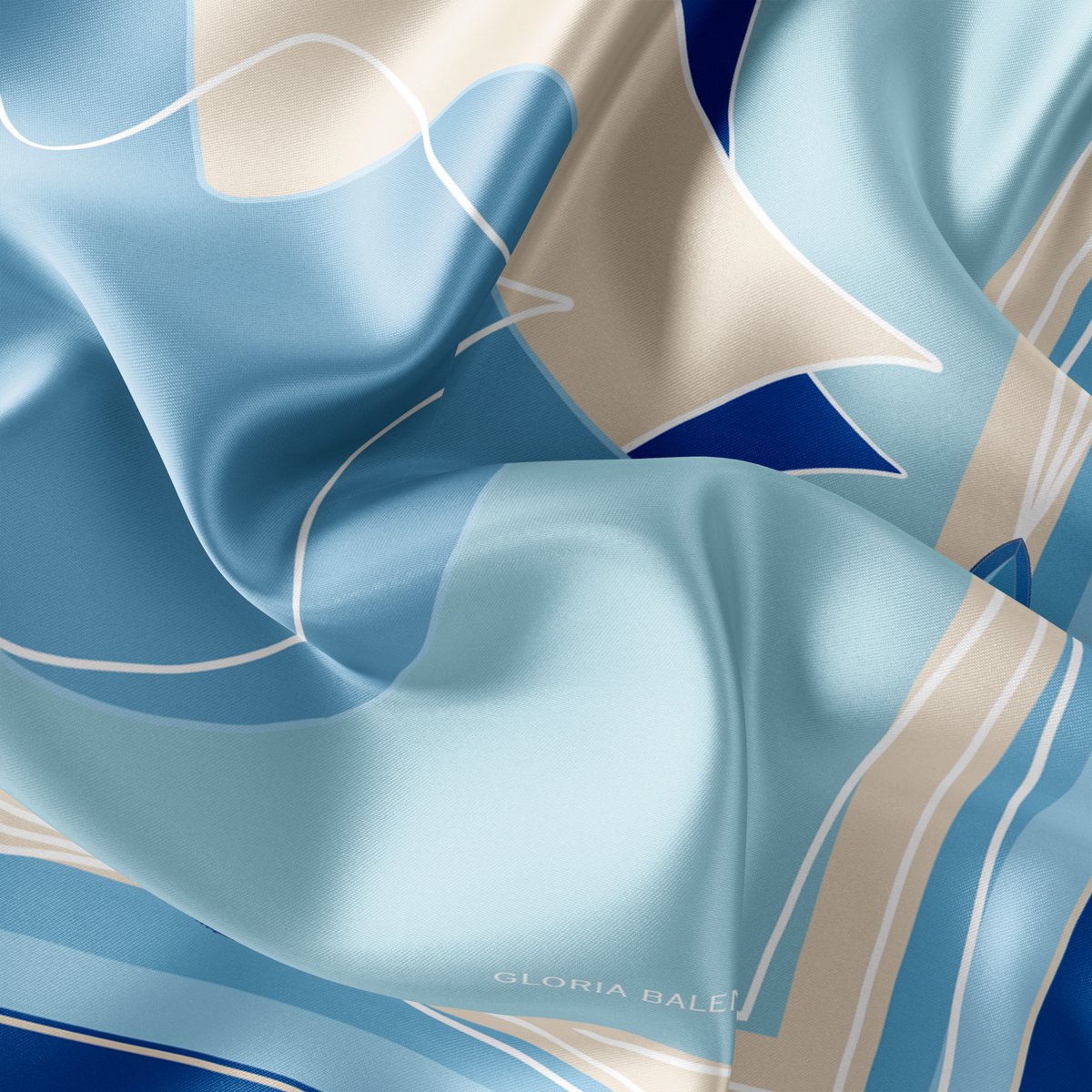 Zijden vierkante sjaal - MUSE 67*67 cm - Blauw