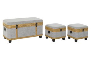 BAUL SET 3 POLIESTER MADERA 80X42X42 GRIS MB195382