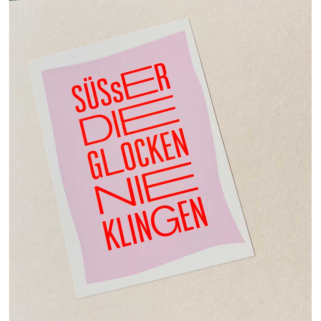 Sweeter the bells never ring - postcard with neon print