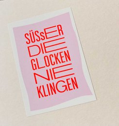 Sweeter the bells never ring - postcard with neon print