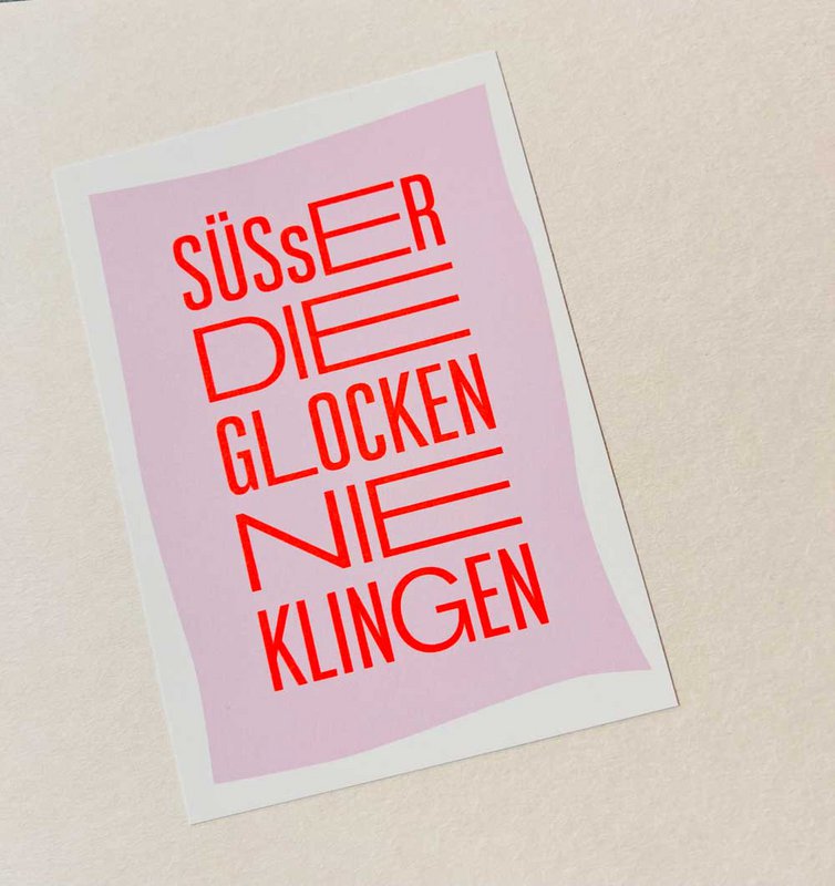 Sweeter the bells never ring - postcard with neon print