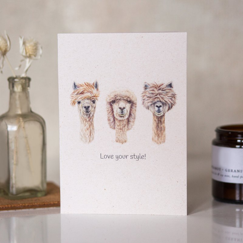 Funny 'Love your style' Alpacas Greeting Card