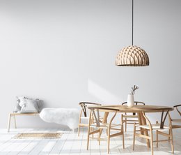 Lampada da soffitto a sospensione ad arco in compensato