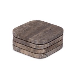 Titanium travertin coaster - økologisk - sæt med 4 stykker - 10x10x1cm