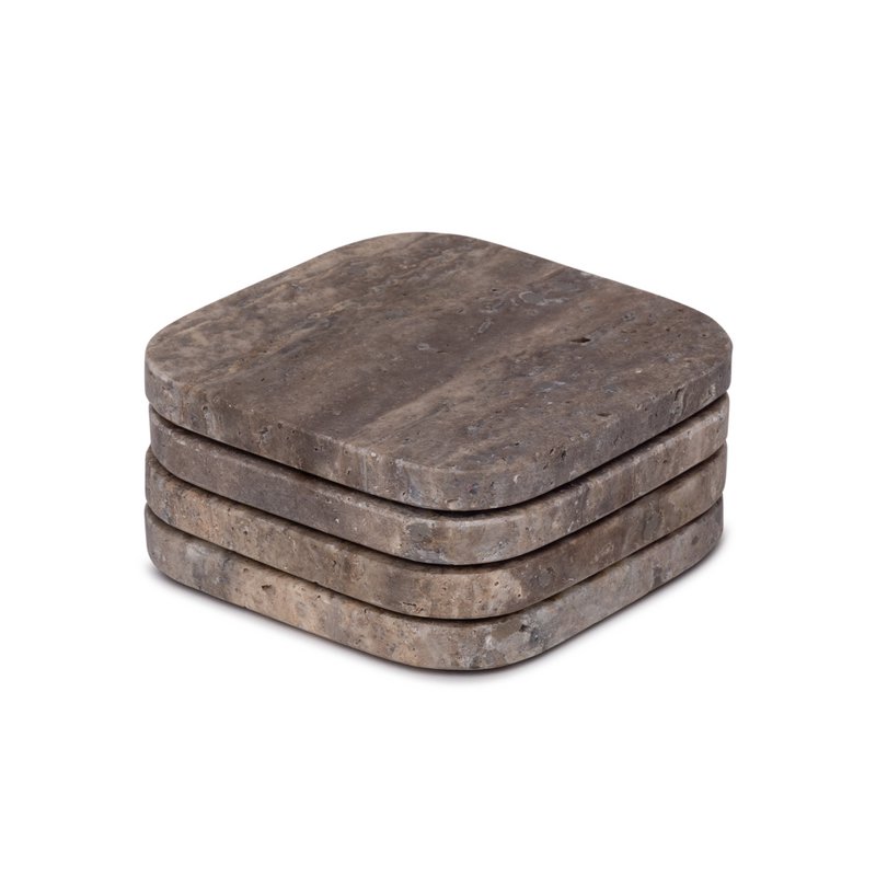 Titanium travertin coaster - økologisk - sæt med 4 stykker - 10x10x1cm