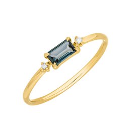Anello London Topazio Blu, oro giallo 14K