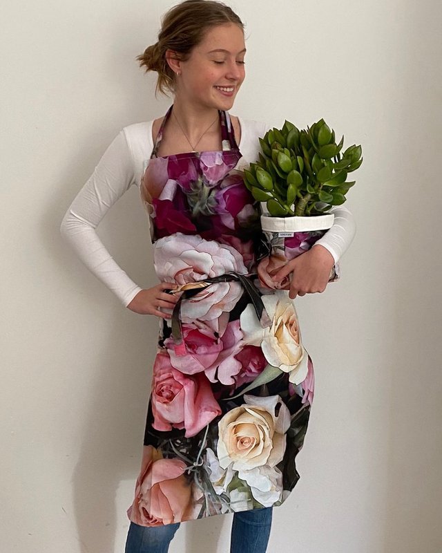Forklæde i rosenhaven