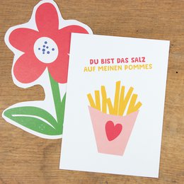 Postcard "Salt on my fries" from recycled paper