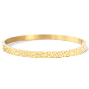 Bangle Steel bracelet Snake print Gold