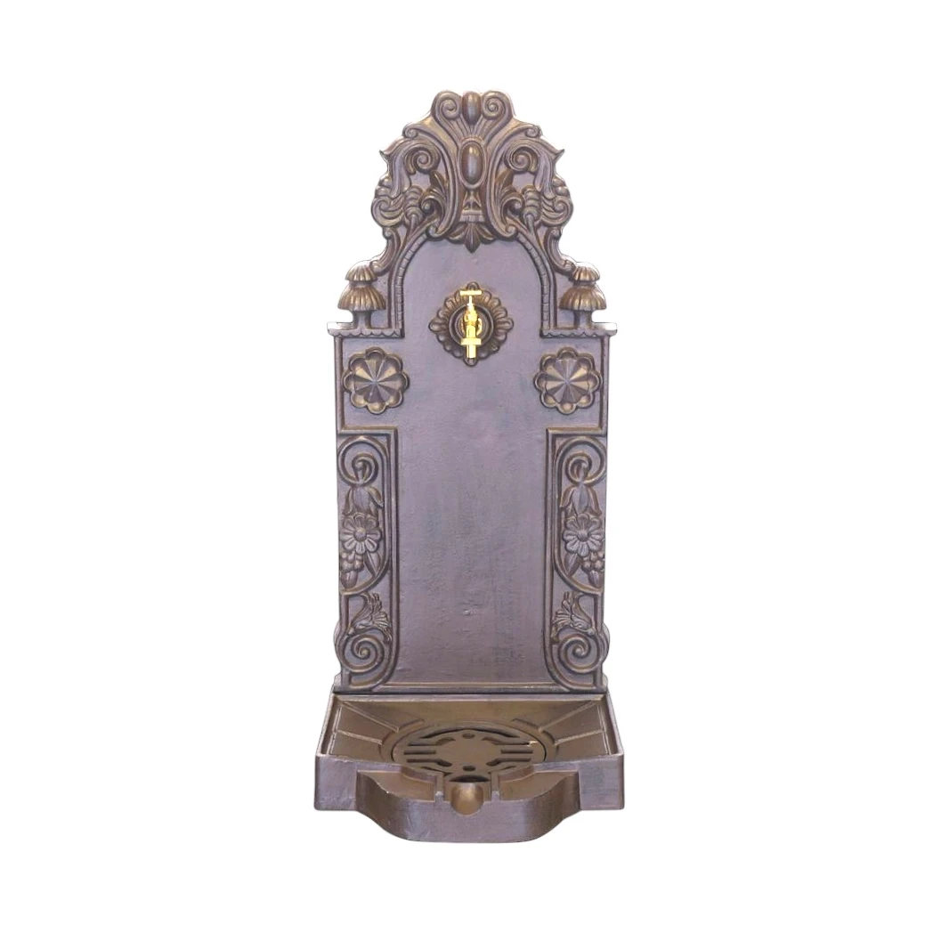 Eleganter Brunnen – mit Messinghahn – Aluminium – Dunkelbraun
