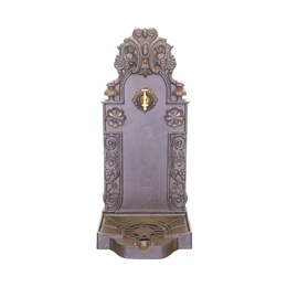 Elegant springvand – med messinghane – aluminium – mørkebrun