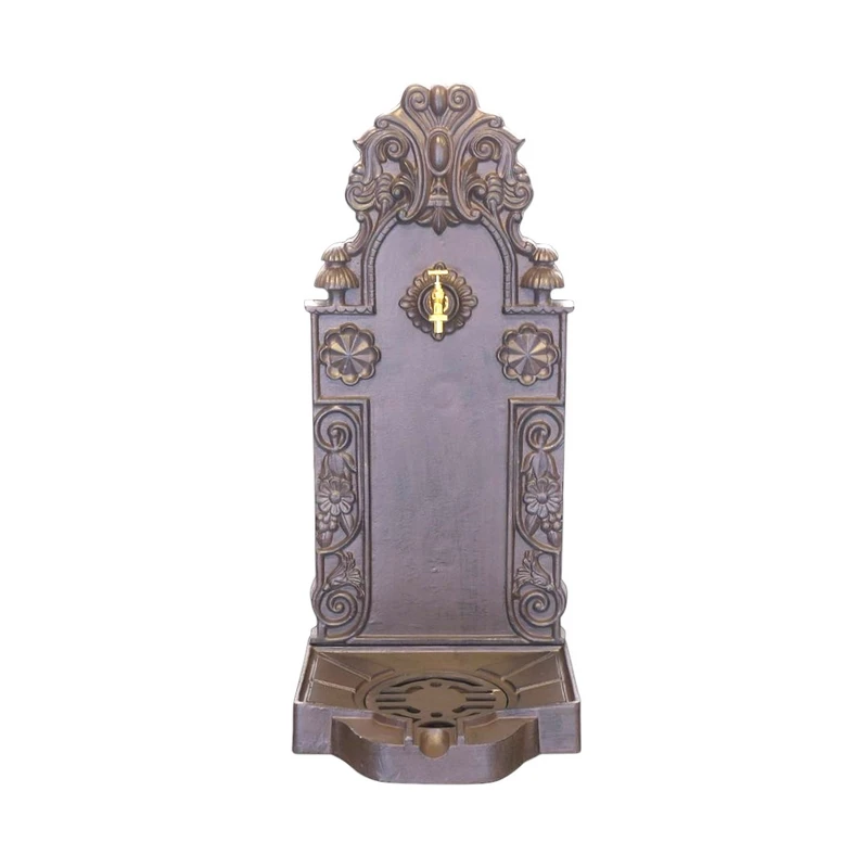 Elegante fontein – met messing kraan – aluminium – donkerbruin