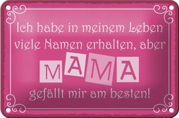 Tin sign saying 18x12cm Name Mom is my favorite decoration