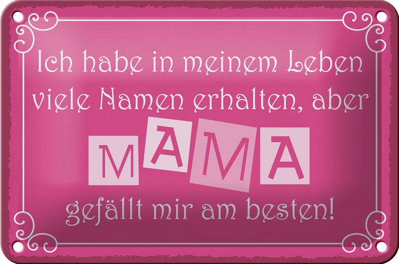 Tin sign saying 18x12cm Name Mom is my favorite decoration