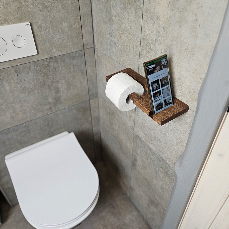 Porta della carta igienica fatta a mano per supporto a parete, organizzatore di bagno ecologico, piccolo casa o camper pronto