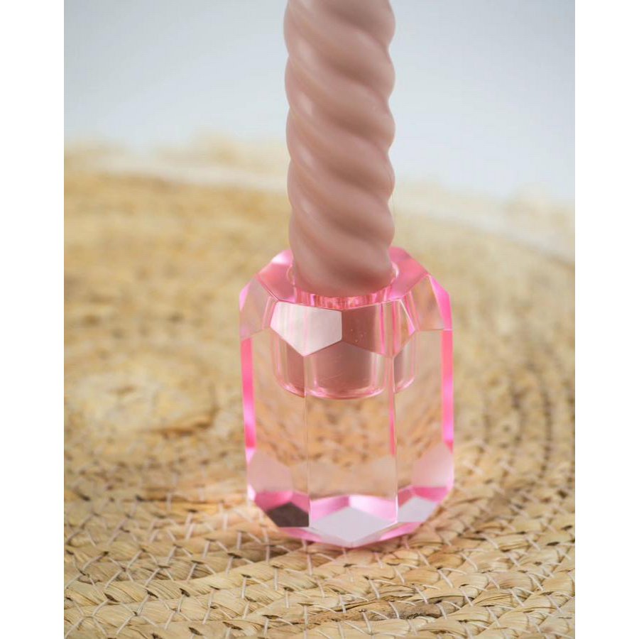 Candlestick Candle Holder Crystal Pink