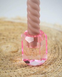 Candelero Portavelas Cristal Rosa