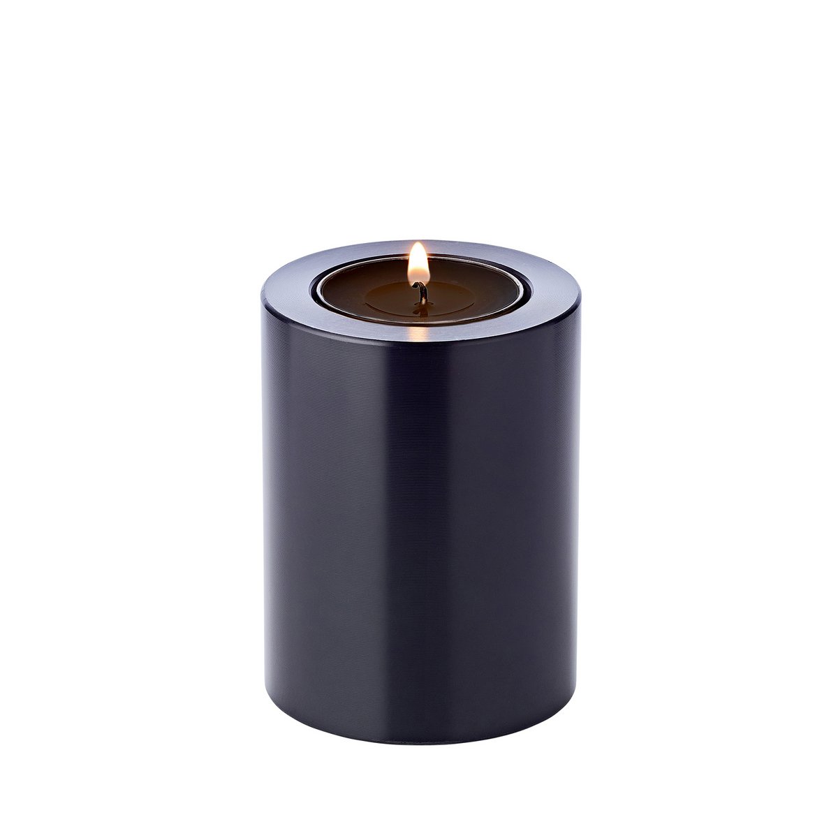 Set of 3 permanent candles Cornelius (Ø 6cm, heights 6/8/10 cm) black, tealight holder heat-resistant 90°