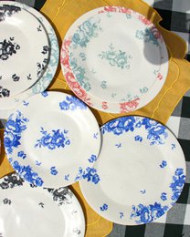 Talerz deserowy vintage kwiaty niebieskie