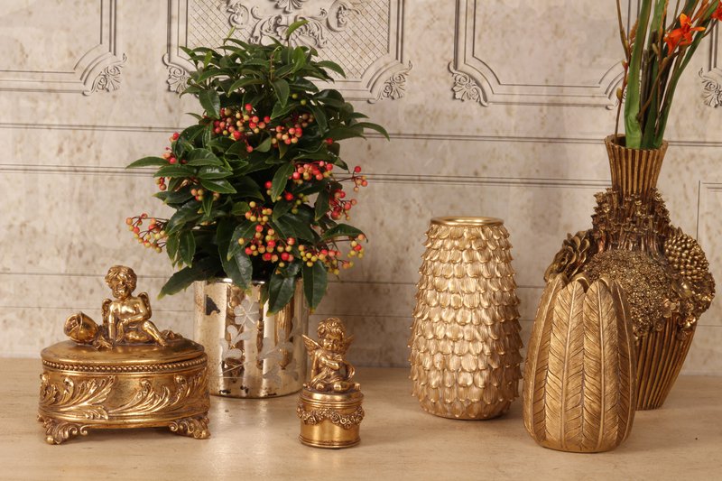 Vaso Piuma S 10,5 cm - Oro - Resina