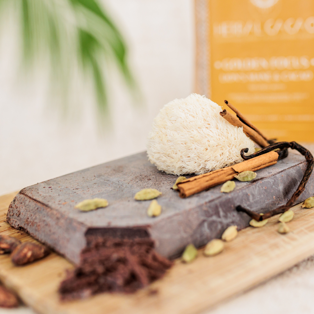 Lion’s Mane & Ceremonial Cacao | Golden Focus | 500gram (5 pieces)