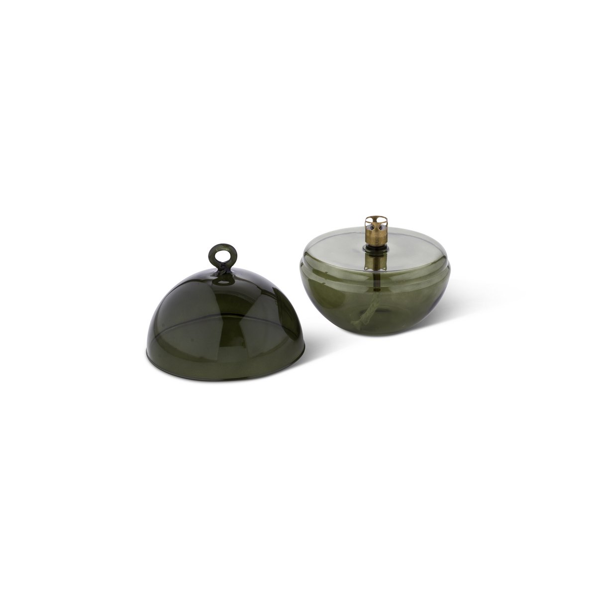 Olielamp Round cover green brass M