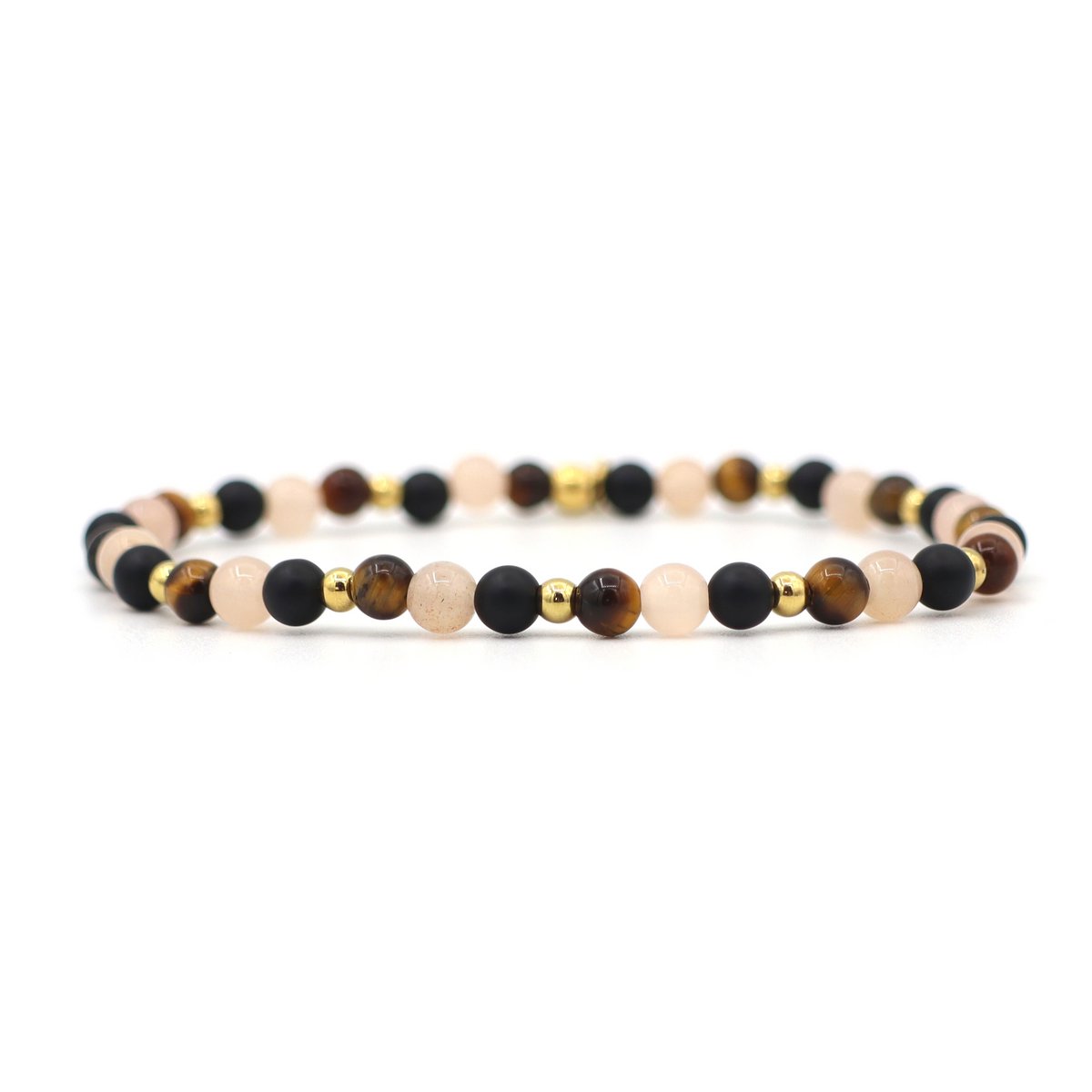 Natuursteen armband new beginnings, zilver en goud