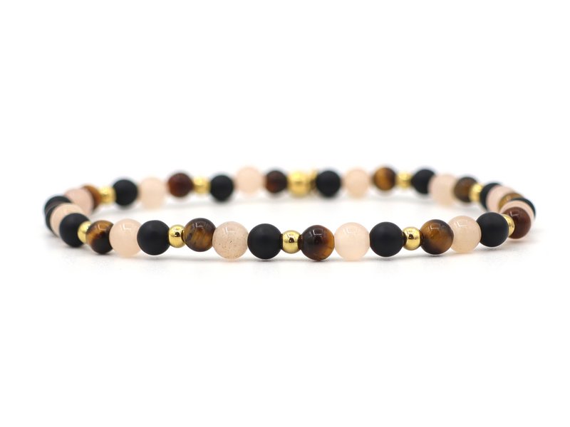 Natuursteen armband new beginnings, zilver en goud