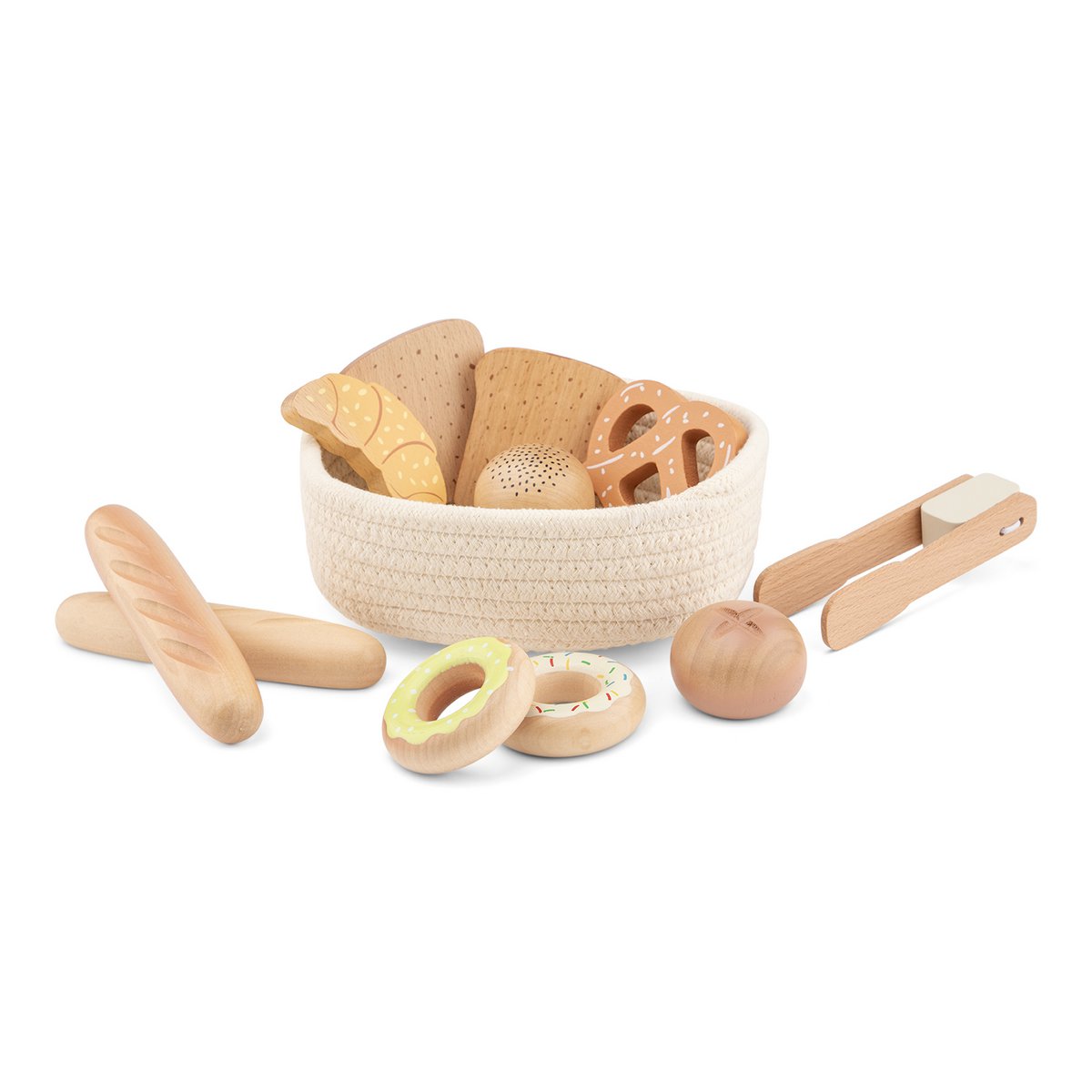 Juego de canasta de pan de madera