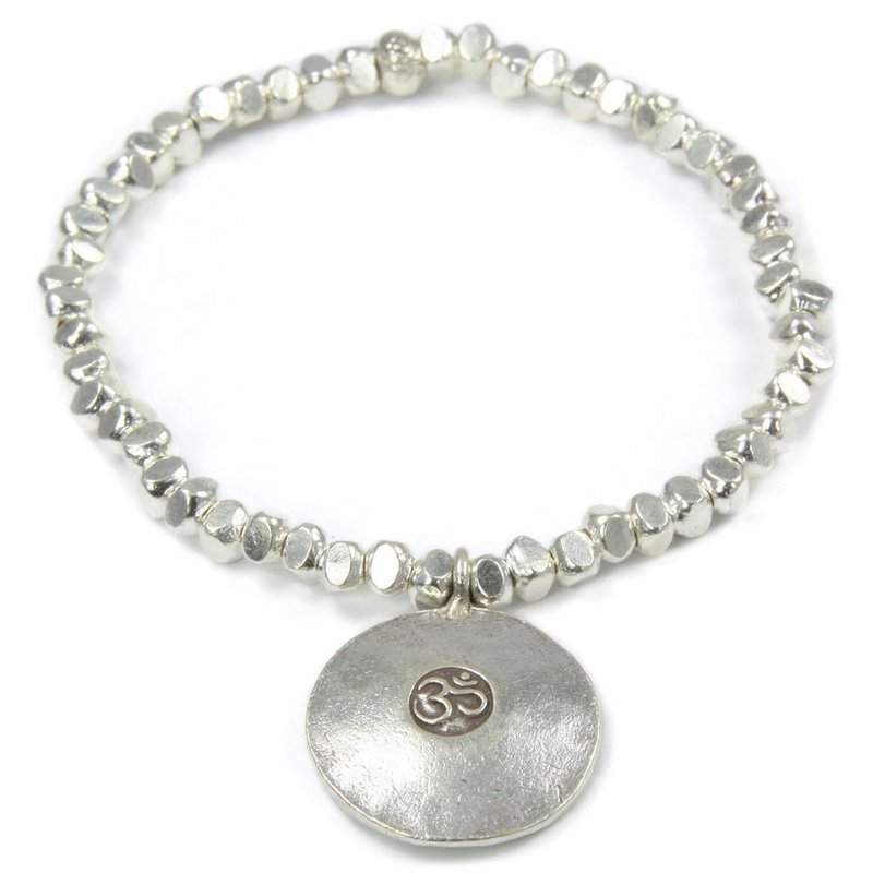 Meaningful silver bracelet with a large Om