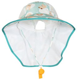 Summer hat, 52 cm + elastic band, neck protection, cotton, VE-4, letter bear
