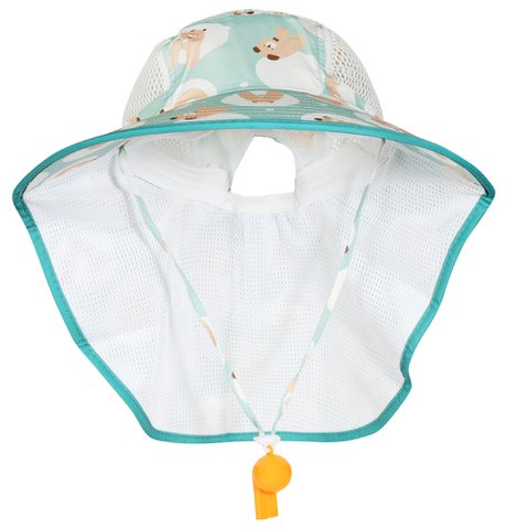 Summer hat, 52 cm + elastic band, neck protection, cotton, VE-4, letter bear