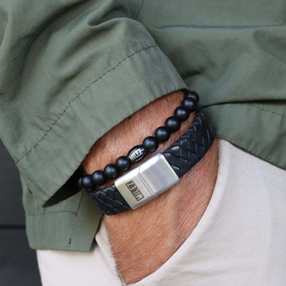 Conjunto de Pulseras para Hombre 'Black Balance'