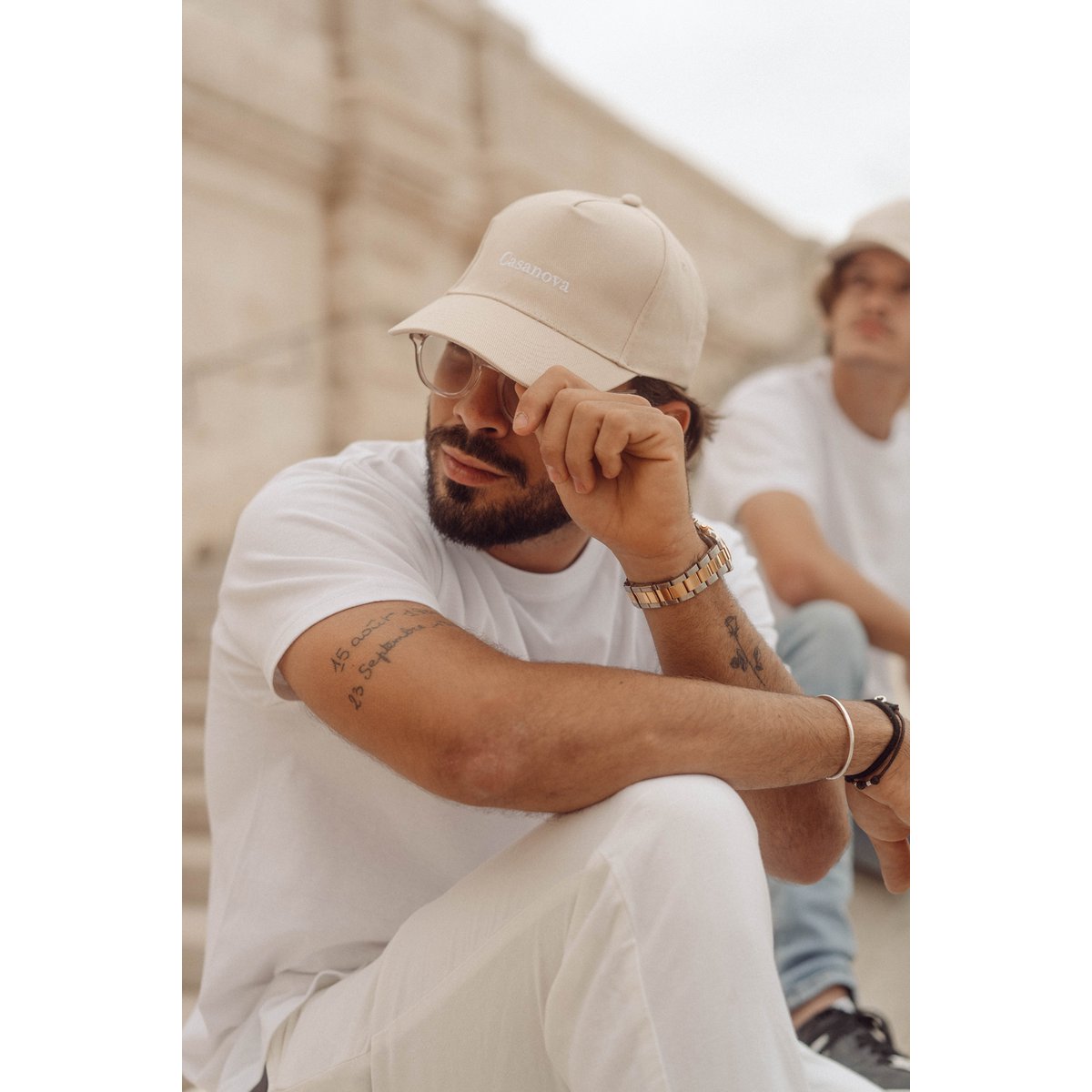 Gorra de algodón beige