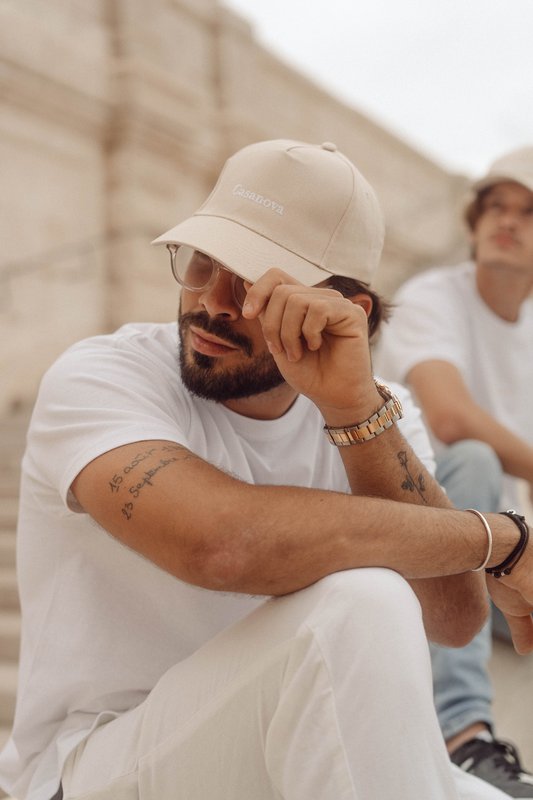 Casquette homme coton beige