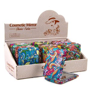 Cosmetics mirror angular in Boho -style 2 - 12 Set - 7.5 x 7.5 x 1cm