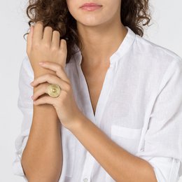 Anello etnico rotondo in oro placcato oro.misura 16