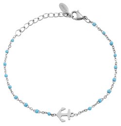 Accent anchor bracelet made of stainless steel, silver/light blue