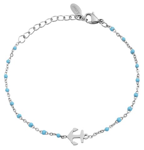 Akzent Ankerarmband aus Edelstahl, silberfarben/hellblau