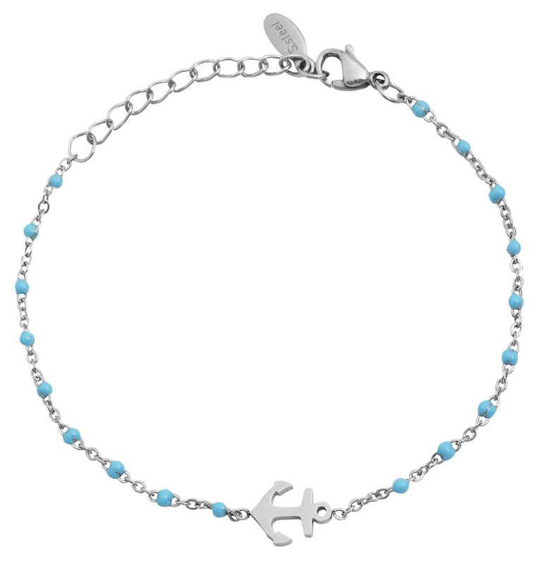 Accent anchor bracelet made of stainless steel, silver/light blue