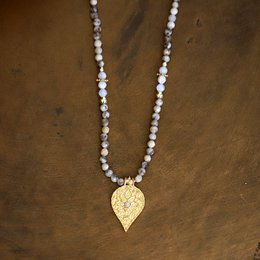 Lotus necklace labradorite moonstone