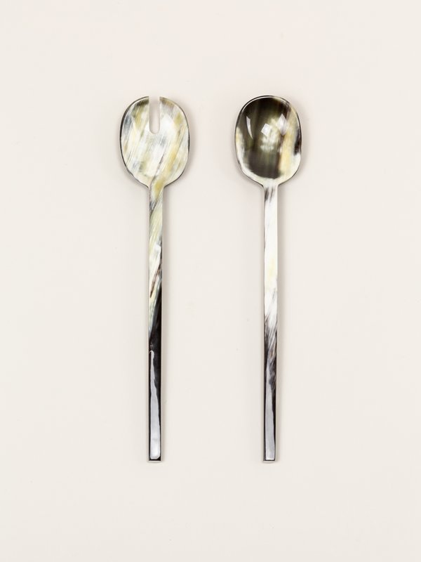 Baguette marbled black horn small salad server