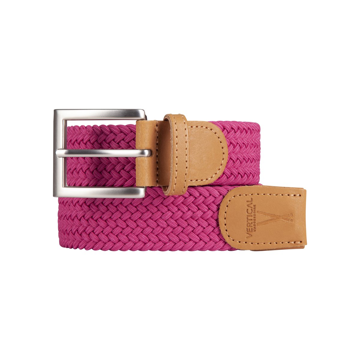 Pink elastic braided belt