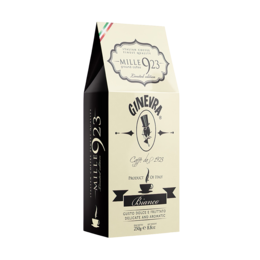 White 250g coffee beans in a black and white package with the brand name "Mille923" prominently displayed.
