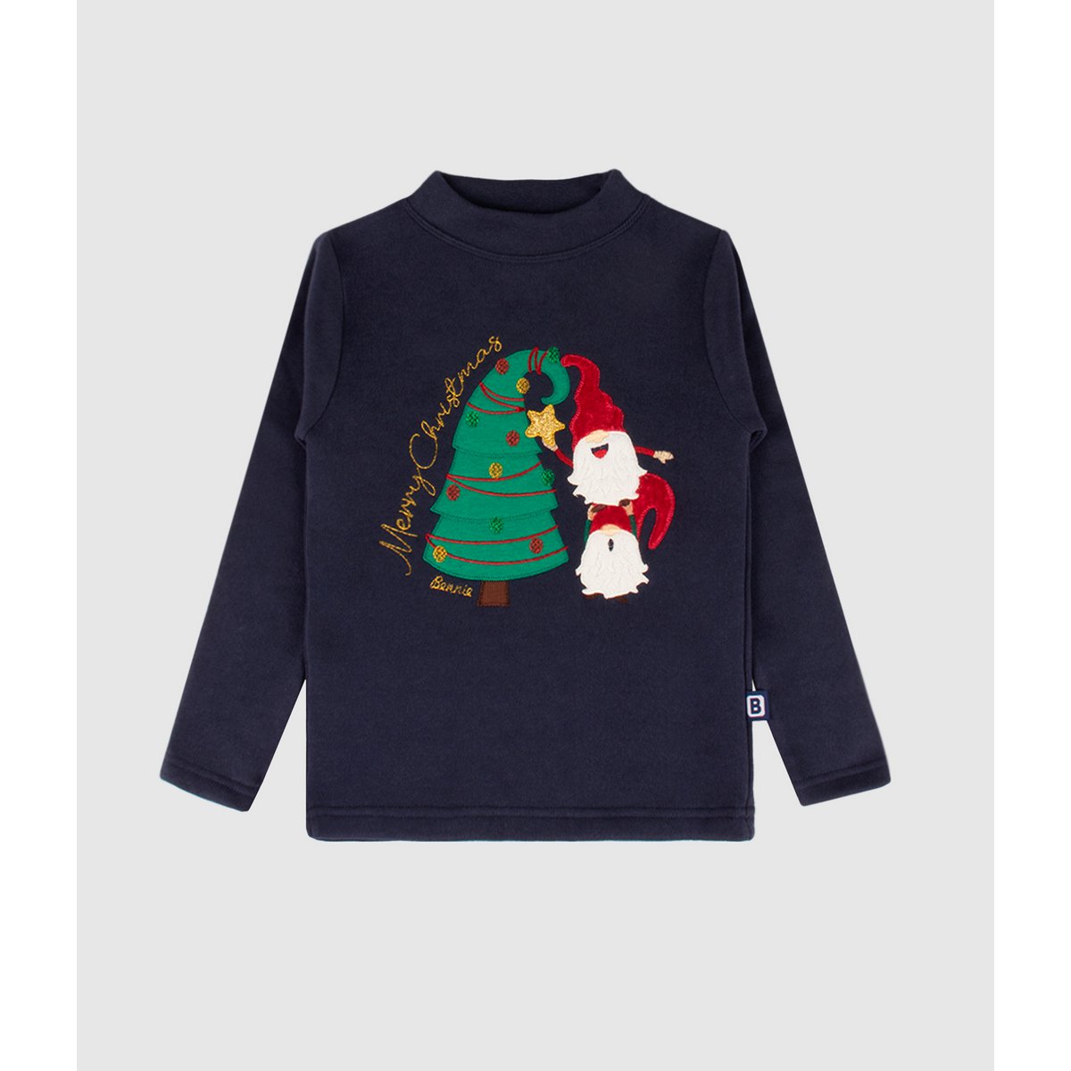 Merry Christmas Tree Embroidered Cotton Sweater