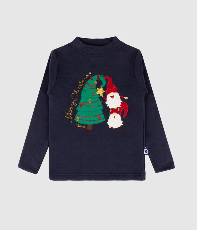 Merry Christmas Tree Embroidered Cotton Sweater