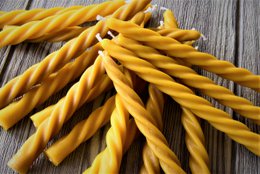 Twisted Beeswax Taper Candle - Pure Beeswax and Cotton wick