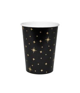 Partygeschirr - Tassen schwarz/gold