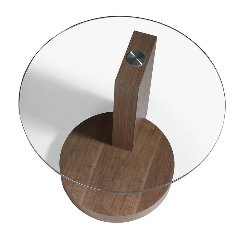 Walnut wood corner table and tempered glass 2036