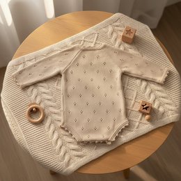 Tutina per bebè lavorata a maglia Nuvinokids® Soft Beige